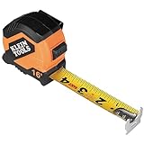 Klein Tools 9516 Tape Measure, 16-Foot Compact Double-Hook Imperial Measuring Tape with Finger Brake, Nylon Blade, Easy to Read Bold Lines