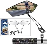 Diyife Bike Mirror 1 Pair, [Newest Version] HD Wide Angle Large Handlebar Rearview Mirror, Blast-Resistant 360°Adjustable Bicycle Rear View Mirror Accessories for Ebike Mountain Road Bike Scooter
