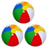 Beach Balls [3 Pack] 20' Inflatable Beach Balls for Kids - Beach Toys for Kids & Toddlers, Pool Games, Pool Toy - Classic Rainbow Color by 4E's Novelty