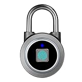 Fingerprint Padlock, Bluetooth Lock, Mobile APP, MEGAFEIS Smart Padlock with Keyless Biometric, Water Resistant, Suitable for Gym, Sports, Bike, School, Locker and Storage(Grey)