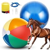 Lunmon 2 Pcs 25 Inch Horse Ball Large Horse Exercise Ball Toy Anti Burst Jolly Mega Ball Herding Ball with Inflator Pump for Horses to Play with, 2 Colors