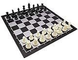 9.8' Magnetic Travel Chess Set for Adults and Kids, with Outdoor Portable Folding Chess Board, Black & White Color for 2 players