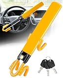 Tevlaphee Steering Wheel Lock - Heavy Duty Antitheft Device and Car Security Lock with Adjustable Locking and 3 Keys - Great Vehicle and Truck Deterrent (Yellow)