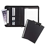Samsill Professional Padfolio Bundle, Includes Removable Clipboard, 0.5-Inch Round Ring Binder with Secure Zippered Closure and 10.1 Inch Tablet Sleeve, Black, Full Size (70829)