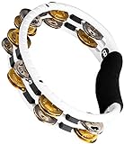 Meinl Percussion Traditional Tambourine, Handheld Half-Moon Shape with Synthetic Frame — NOT Made in China — Double Row Dual Alloy Jingles, 2-Year Warranty (TMT1M-WH)