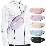 Small Fanny Packs for Women Fashionable Waist Bag Waterproof for Men Belt Bag for Women Crossbody Fanny Pack with Headphone Jack for Running Travelling Hiking Lightweight Bum Bag Fit All Phones Purple