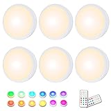Puck Lights, 16 Colors Changeable LED Puck lightings Battery Powered dimmable Under Cabinet Lights Wireless Under Counter Lights Mini Night Light, with 2 Remote Controls & Timing Function