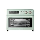 VAL CUCINA Retro Style Infrared Heating Air Fryer Toaster Oven, Extra Large Countertop Convection Oven 10-in-1 Combo, 6-Slice Toast, Enamel Baking Pan Easy Clean with Recipe Book, Green Color
