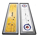 Franklin Sports 2-in-1 Shuffleboard Table and Curling Set - Portable Tabletop Set Includes 8 Rolling Mini Pucks - 45'