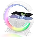 Delxo Bluetooth Speaker with Night Lights,Bluetooth Speakers with Wireless Phone Charger,Phone Wireless Charging Station FM Radio Speaker with Atmosphere Lamp Bedroom Office Shop Decor,Birthday Gift