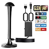 TV Antenna, 2023 Upgraded Digital TV Antenna Indoor for Smart TV, 360° Reception & 500+ Miles Range Amplified HDTV Antenna - Support 8K 4K 1080p HD with Signal Booster and All TV's - 18ft Coax Cable