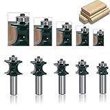 LEATBUY Router Bit Sets 5 PCS Router Bits 1/2 Inch Shank Bullnose Bit Wood Milling Cutter Drilling Carbide Tool For Door Table Cabinet Shelve Wall DIY Woodwork (1/2-half)