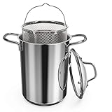 Navaris Asparagus Pot - Stainless Steel Asparagus Vegetable Steamer Spaghetti Pasta Stovetop Cooker with Removable Basket and Lid - BPA Free - 4.1 Qt