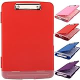 Clipboard with Storage, Nursing Clipboards with Pen Holder, Plastic Storage Clipboard with Low Profile Clip, Waterproof Clipboard Folder Side-Opening, for Office Writing Drawing Pad Clip (Red)