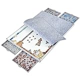 1500 Piece Non-Wood Jigsaw Puzzle Board with Drawers and Felt Fabric Cover Mat, Portable Puzzle Table for Adults, Puzzle Tray, Large Size: 35×26 Inch Work Surface, Lightweight Design, Gray
