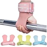 LARA STAR Premium Weight Lifting Wrist Hooks Straps for Maximum Grip Support - Deadlift Gloves and Grip Pads Alternative in Fitness Gym Power Training Like Pull Up Deadlifting & Shrugs (Pink)