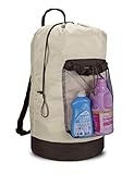 Dalykate Laundry Bag with Shoulder Straps and Mesh Pocket Durable Nylon Backpack Clothes Hamper Bag with Drawstring Closure for College, Travel, Laundromat, Apartment