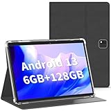 Android Tablet, 10.1 Inch Android 13 Tablet, 6GB RAM 128GB ROM, 1TB Expand, Tablet with 8000mAh Long Battery,Tablet with Dual Camera, WiFi, Bluetooth, HD Touch Screen, Google GMS Certified-Black