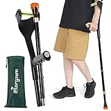 ELorgzem Single Forearm Crutches, Adjustable Crutches for Adults, Lightweight Crutches for Adults with Cuffs,Can Prevent Slipping, Suitable for Old People, Lame People(Single)