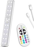 Remote Control RGB Lights Under Cabinet Lighting Rechargeable, 48-LED Wireless Kitchen Counter Lights Closet Light RGB Bar Perfect for Indoor Pantry Display Shelf Hallway 1 Pack, 15 Color Changing