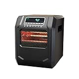 LifeSmart 1500 Watt 4 Element Portable Electric Infrared Quartz Bulb Room Heater for Indoor Use with 3 Heat Settings and Digital Panel, Black