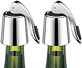 ERHIRY Wine Stoppers Set of 2 - Stainless Steel Wine Bottle Stopper with Silicone Seal, Reusable Beverage Preserver, Freshness Keeper, Premium Bottle Sealers, Ideal Wine Saver Accessory Gift Set