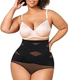 Nebility Plus Size Shapewear for Women Tummy Control Butt Lifting Panties Hi- Waist Trainer Body Shaper Short Belly Underwear (4X, Black Plus Size)