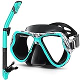 Greatever Dry Snorkel Set,Panoramic Wide View,Anti-Fog Scuba Diving Mask,Professional Snorkeling Gear for Kids