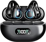 EUQQ Wireless Headphones Bluetooth Ear Clip Earphones, 30H Playtime Open Ear Clip Headphones with Mic, Mini Wireless Earbuds Bluetooth for Running Sport Gym, USB-C, Compatible with iPhone Android