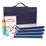 ZGME Chinese Mahjong Set,Mah Jongg Game Set, Complete Traditional Mah-Jongg with 146 Large Numbered Tiles(1.5’’,Blue), Blue Carrying Case (Majiang, 麻将,Ma Jong)