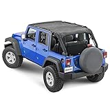 MasterTop ShadeMaker Freedom Mesh Bimini Sun Shade Top, Black, Full Length - Fits Jeep Wrangler JK 4-Door 2007-2018 - Blocks UV Rays, Wind and Noise - Compatible with Hard Top - Installs in Minutes