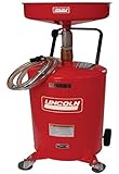 Lincoln 3601 Pressurized Air Operated 18 Gallon Portable Industrial Fluid Drain Tank, Adjustable Funnel Height, Fluid Level Indicator and 14 Inch Bowl , RED