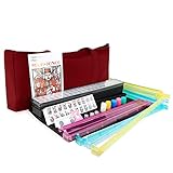 ORIENTOOLS American Mahjong Game Set 166 Premium White Tiles, 4 All-in-One Mahjong Racks with Pushers, with a Red Carrying Travel Bag and Accessories, Classic Full Size Complete Mahjongg Set