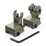 Feyachi Flip Up Iron Sight Front Rear Sight Compatible for Picatinny Rail and Weaver Rail of Rifle, Foldable Sights (Khaki)