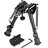 HUNTSEN Rifle Bipod 6-9 Inches Adjustable Height with Picatinny Rail Mount Adapter for Target Shooting and Hunting Lightweight Tactical Bipod Durable and Foldable Aluminum Frames Outdoor Range