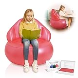 Nevife Inflatable Sofa Lazy Chair - Comfortable Bean Bag Chair for Bedroom Furniture - Outdoor Picnics, Living Room, Reading, Office,Travel - Blow Up Couch for Camping, Home, Garden,Balcony (Pink)