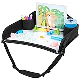 COOLBEBE Kids Travel Tray for Toddler Car Seat, Travel Tray for Airplane, Toddler Car Seat Lap Tray, Collapsible Car Seat Tray with Storage, Carseat Table Tray for Kids Travel Activities, Black