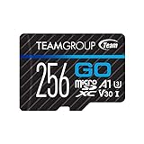 TEAMGROUP GO Card 256GB Micro SDXC UHS-I U3 V30 4K for GoPro & Action Cameras High Speed Flash Memory Card with Adapter for Outdoor, Sports, 4K Shooting TGUSDX256GU303