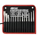 C&T 16-Piece Punch and Chisel Set with Storage Pouch, Including Taper Punch, Cold Chisels, Pin Punch, Center Punch, Chrome Vanadium Steel
