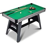 RayChee 4-Ft Pool Table, Portable Billiard Table for Kids and Adults, Mini Billiards Game Tables W/ 2 Cue Sticks, Full Set of Balls, Triangle, Chalk, Brush for Family Game Bar Gym Room (Green)