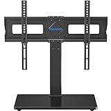 MOUNTUP Universal TV Stand, Table Top TV Stands for 37 to 65, 70 Inch Flat Screen TVs - Height Adjustable, Tilt, Swivel TV Mount with Tempered Glass Base Holds up to 88 lbs, Max VESA 600x400mm MU0031