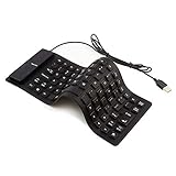 Foldable Silicone Keyboard, USB Wired 85 Keys Waterproof Rollup Silent Typing Soft Touch Keyboard for PC Notebook Laptop(Black)