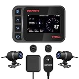 DeepMoto Motorcycle Dash Cam 1080P Dual HD Camera Front and Rear View, IP67 Waterproof 150° Wide Angle, Built in GPS, WiFi, G-Sensor, WDR, Tire Pressure Monitoring, Starvis Night Vision (D10Plus)