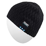Rotibox Bluetooth Beanie Hat, Winter Outdoor Sport Premium Knit Cap with Wireless Stereo Headphone Headset Speaker Mic Hands for Christmas - Black