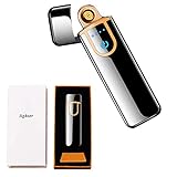 Electronic Lighter, YYDSDMS Rechargeable Lighter Touch Ignition USB Charging Electric Lighter,Windproof Plasma Lighter for Candle, Cigarette Power Indicator Flameless Boyfriends Gifts
