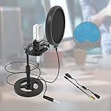 MSIZOY 3.5mm Cardioid Condenser Microphone XLR Computer Studio Mic with Shock Mount Pop Filter USB Sound Card Compatible with Phone PC Laptop Desktop Windows for Streaming Podcasting Vocal Recording