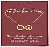 Suavell Infinity Heart Necklace. Sterling Silver Necklace Forever Jewelry. Infinity Necklace. Valentines Day Gifts for Her, Gifts for Women, Gifts for Girlfriend, Gifts for Wife Christmas (ILYF Gold)