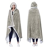 Catalonia Hooded Blanket Poncho | Wearable Blanket Wrap with Hand Pockets | Comfy Sherpa Fleece Throw Cape for Children and Adults, Women Gift