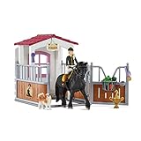 Schleich Horse Club, Horse Gifts for Girls and Boys, Horse Stall with Tori and Princess Horse Toy, 15 pieces, Ages 5+