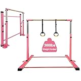 JC-ATHLETICS Gymnastic Kip Bar,Kids Girls Junior Ages 3-15,3' to 5' Adjustable Height,Home Gym Equipment,Home Training,1-4 Levels,260lbs Weight Capacity